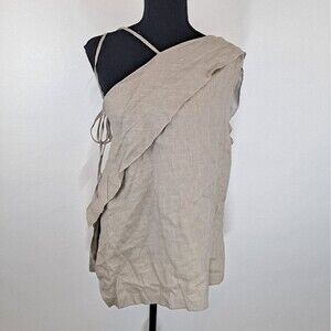 Luisa Et La Luna Off Shoulder One Sleeve Strappy Versatile Beige Cream Top